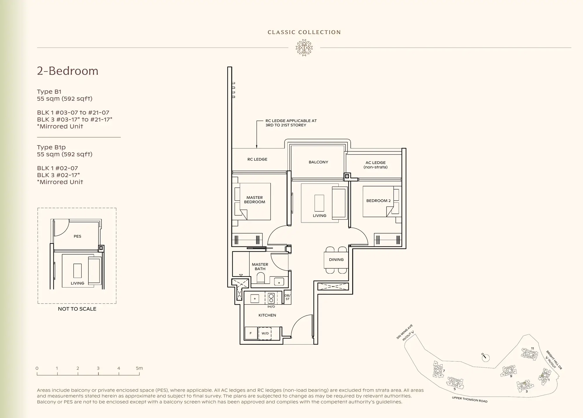 2-Bedroom floor plan, Type B1