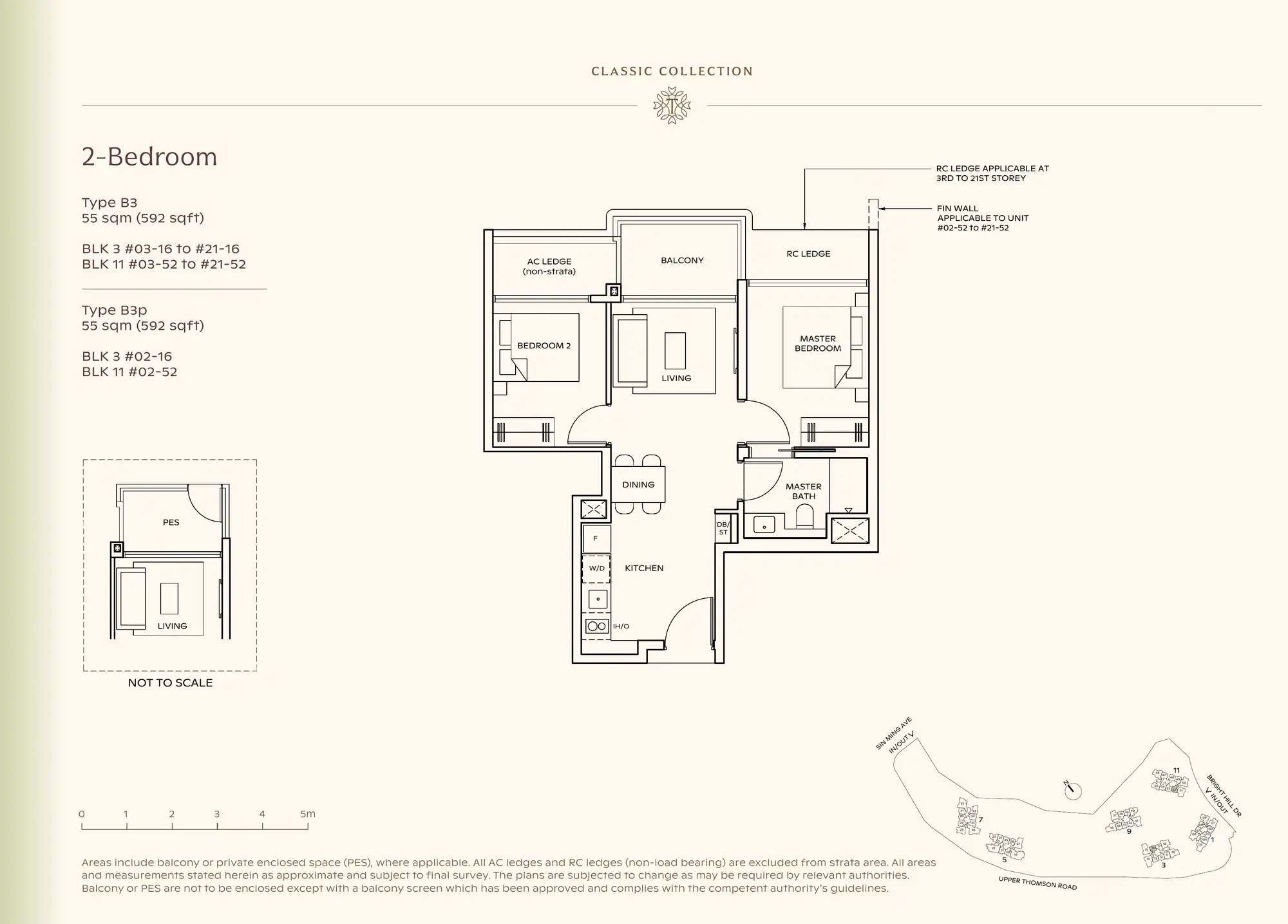 2-Bedroom floor plan, Type B3