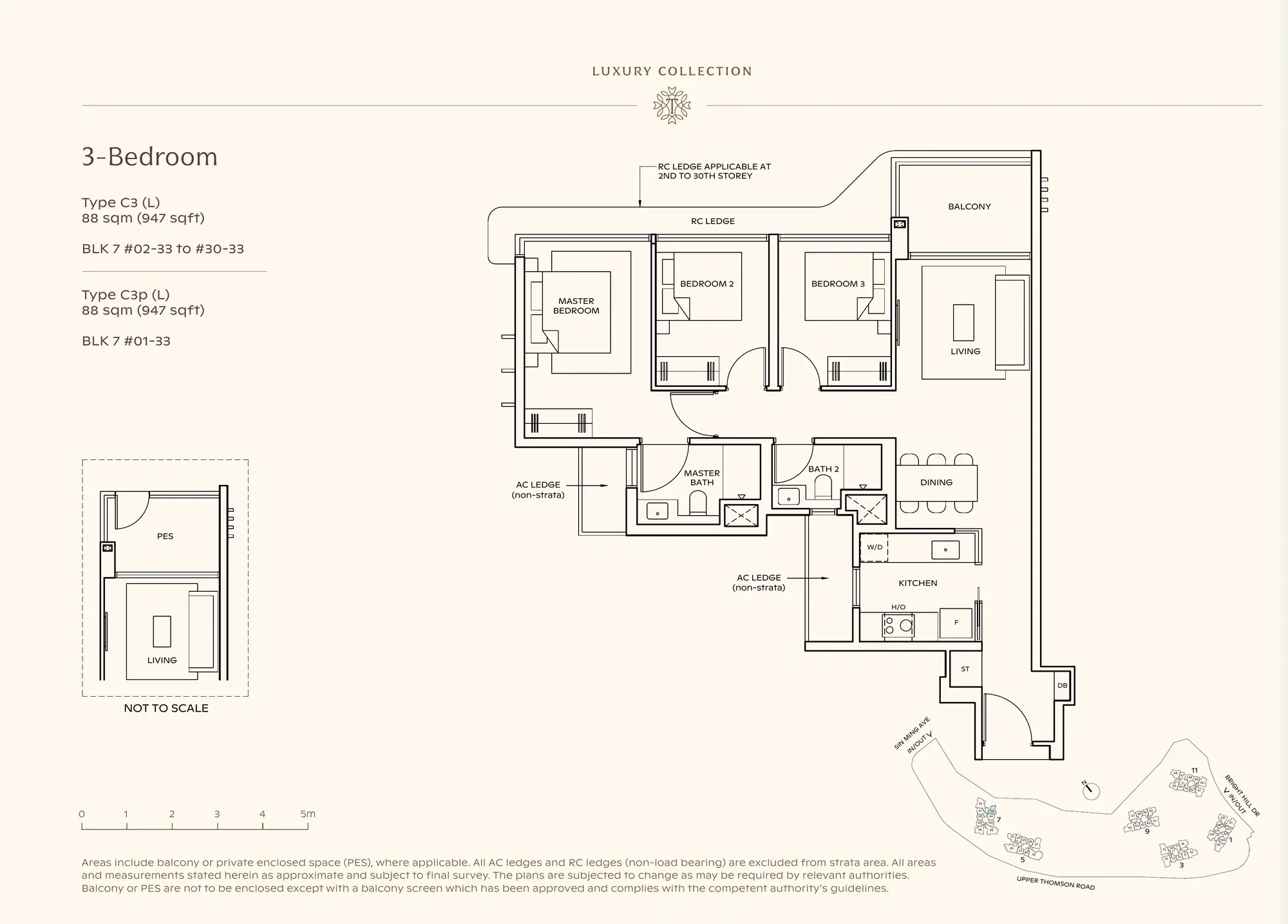 3-Bedroom — Luxury Collection floor plan, Type C3(L)