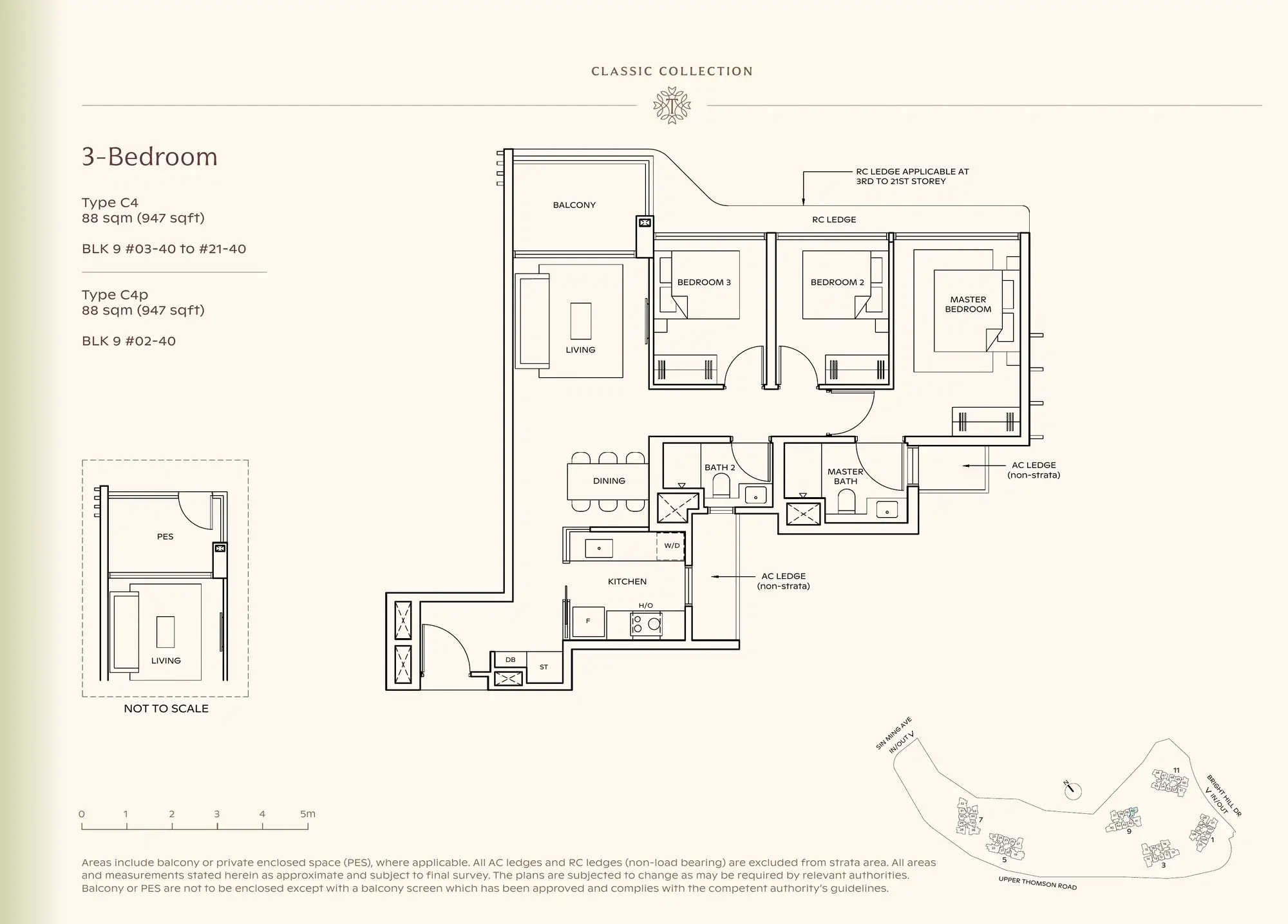 3-Bedroom floor plan, Type C4