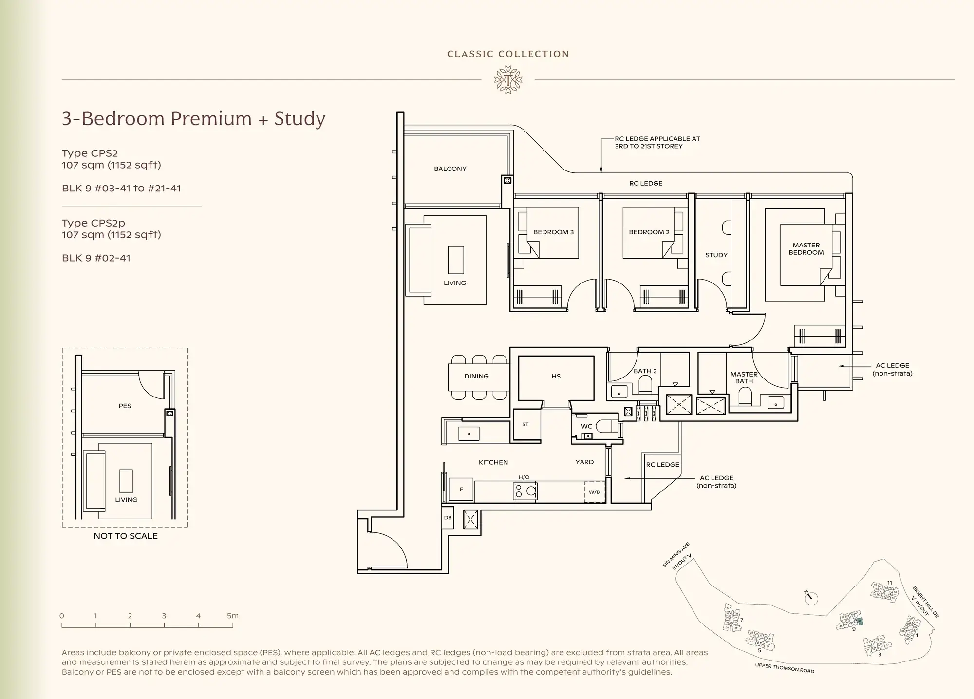 3-Bedroom Premium + Study floor plan, Type CPS2