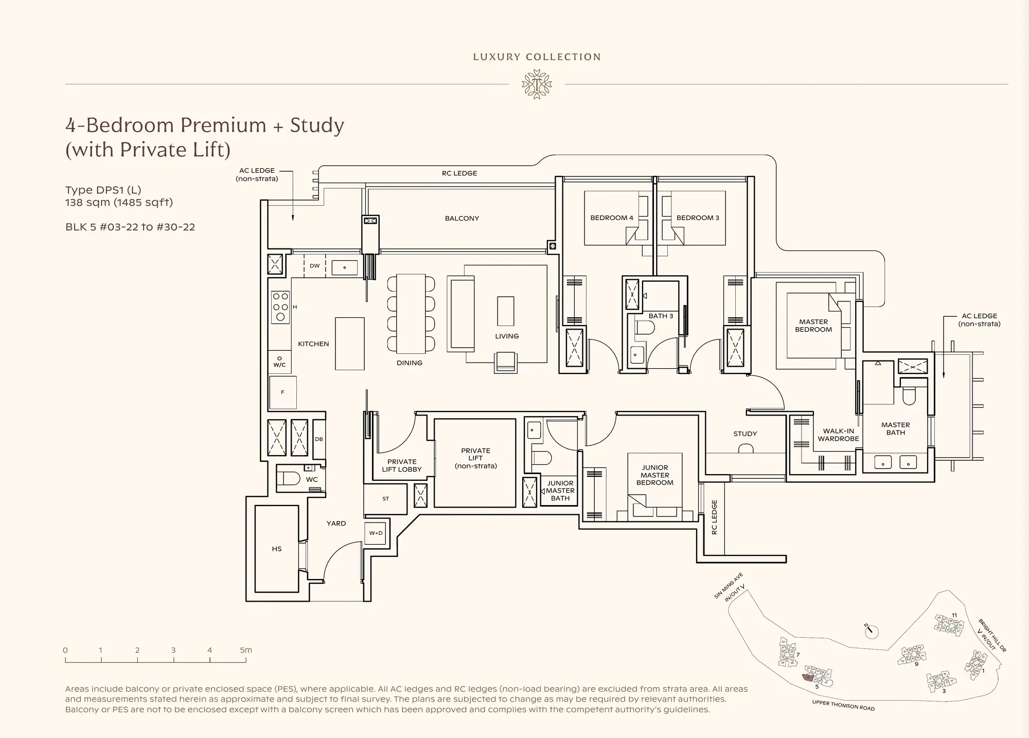 4-Bedroom Premium + Study with Private Lift floor plan, Type DPS1(L)