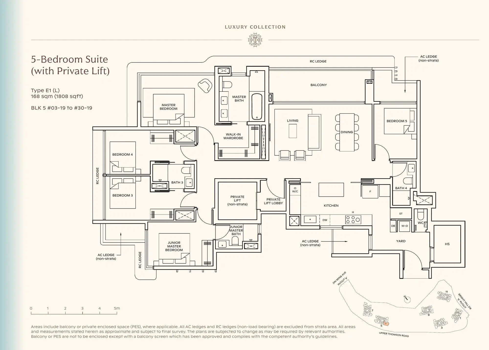 5-Bedroom Suite with Private Lift floor plan, Type E1(L)